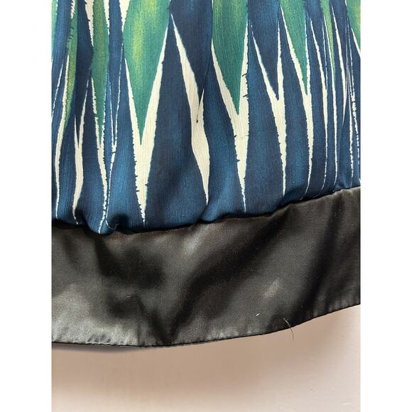 AB Studio Shirt Womens Large Ikat Print Short Sleeve Satin Trim Top‎ - Picture 6 of 10